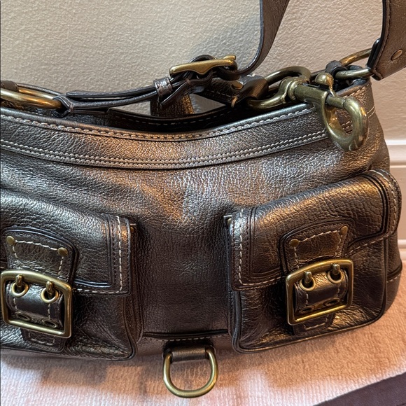 Gunmetal Coach Leather Shoulder Bag - Picture 5 of 10